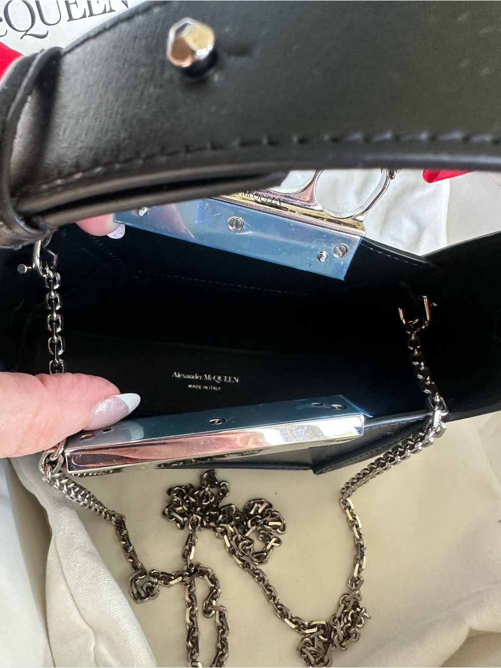✨Giftable✨- Alexander McQueen Black Leather Mini Knuckle-Top Shoulder/Crossbody✨ - Picture 12 of 14